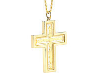 St. Leonhard Halskette "Kreuz" mit 23 Karat Blattgold; Damen-Ringe 925 Sterling Silber 