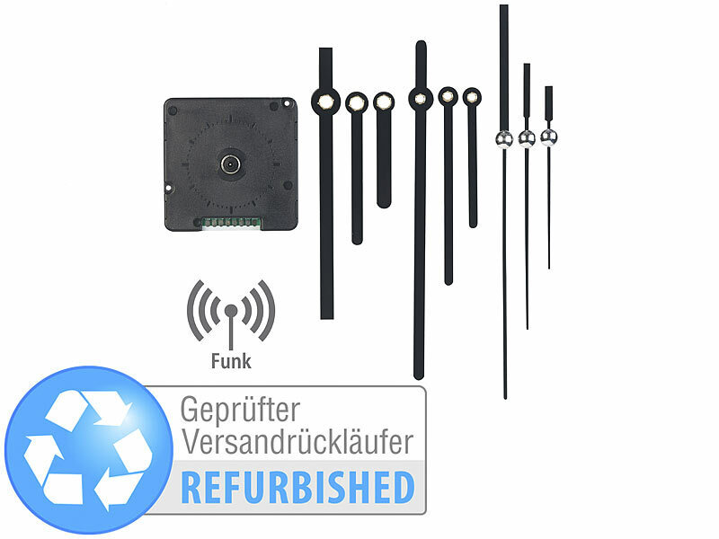; Schleichende Quarzuhrwerke, Funk-Wanduhren mit Zifferblatt-Beleuchtungen 
