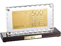 St. Leonhard Vergoldete Banknoten-Replik 500 Euro mit Aufsteller; Damen Halsketten mit Blattgold-Anhängern Damen Halsketten mit Blattgold-Anhängern 