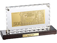 St. Leonhard Vergoldete Banknoten-Replik 500 DDR-Mark mit Aufsteller; Damen Halsketten mit Blattgold-Anhängern Damen Halsketten mit Blattgold-Anhängern 