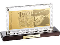 St. Leonhard Vergoldete Banknoten-Replik 1000 Schweizer Franken; Damen Halsketten mit Blattgold-Anhängern Damen Halsketten mit Blattgold-Anhängern Damen Halsketten mit Blattgold-Anhängern 