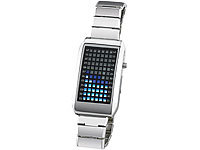 St. Leonhard Designer-Armbanduhr "Blue Sphere" mit LED-Matrix; Wasserdichte Damenuhren, LED-Binär-Armbanduhren 