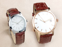 St. Leonhard Automatik-Herrenuhr "Golden Elegance" & Damenuhr "Silver Elegance"