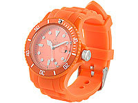 St. Leonhard Sportliche Silikon-Quarz-Armbanduhr, Lupen-Mineralglas, poppig-orange