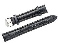 St. Leonhard Uhrenarmband aus Leder in Kroko-Optik schwarz, 22 mm