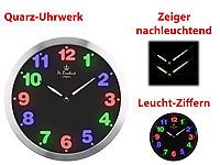 St. Leonhard Wanduhr mit bunter LED-Zifferbeleuchtung und Quarz-Uhrwerk