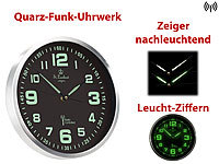 St. Leonhard Funk-Wanduhr mit Quarz-Uhrwerk, nachleuchtenden Ziffern und Zeigern