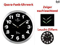 St. Leonhard Funk-Wanduhr mit weißer LED-Zifferbeleuchtung und Quarz-Uhrwerk