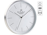 St. Leonhard Moderne Aluminium-Funk-Wanduhr, flüsterleises Sweep-Uhrwerk, Ø 31 cm; Funkuhrwerke 